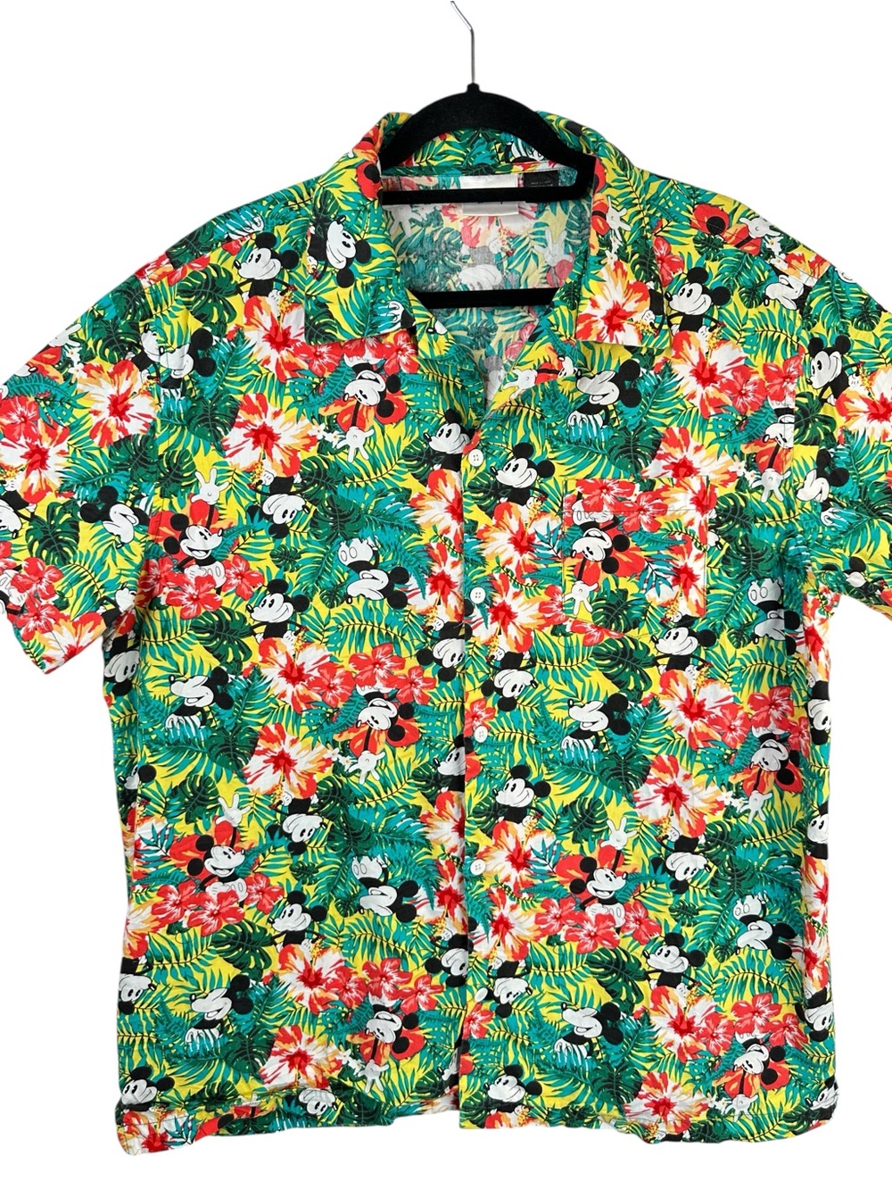 Disney Mickey Mouse Tropical Hawaiian Shirt XL Cotton Button Up Resort Vacation - Picture 4 of 16
